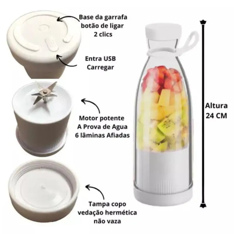 Mini liquidificador Garrafa elétrico portátil recarregável USB