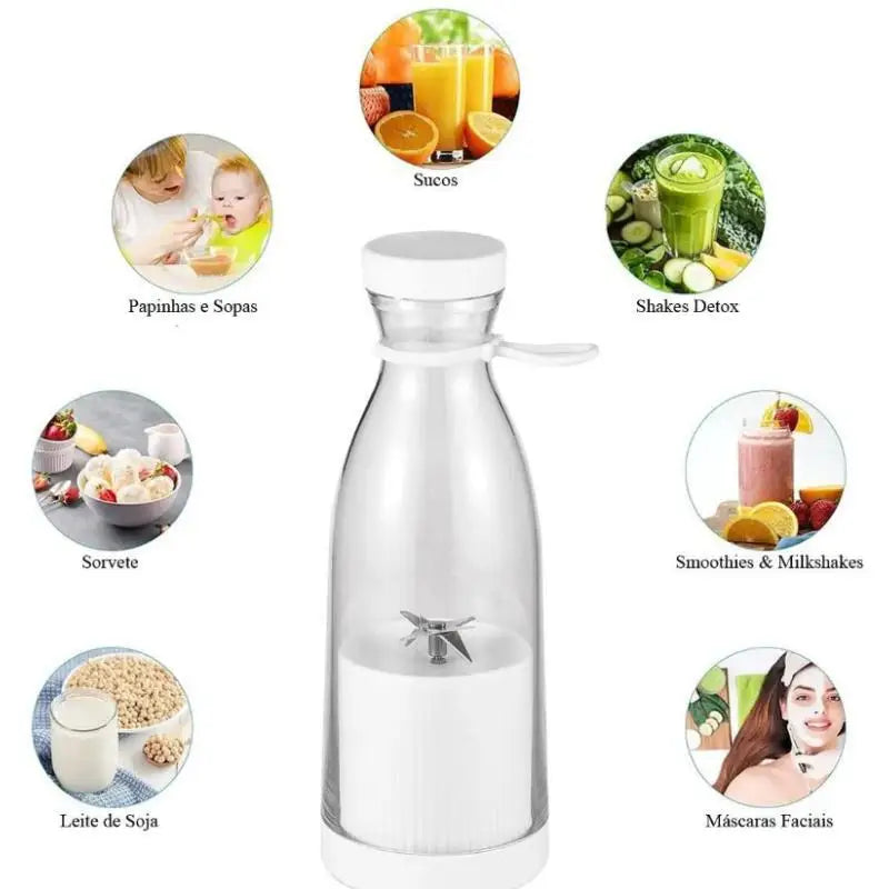 Mini liquidificador Garrafa elétrico portátil recarregável USB