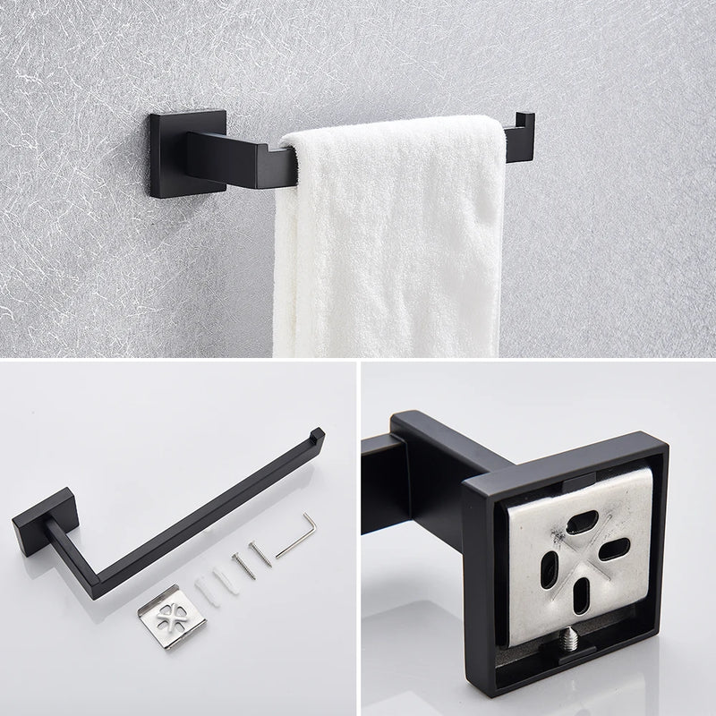 Conjunto de hardware do banheiro preto suporte