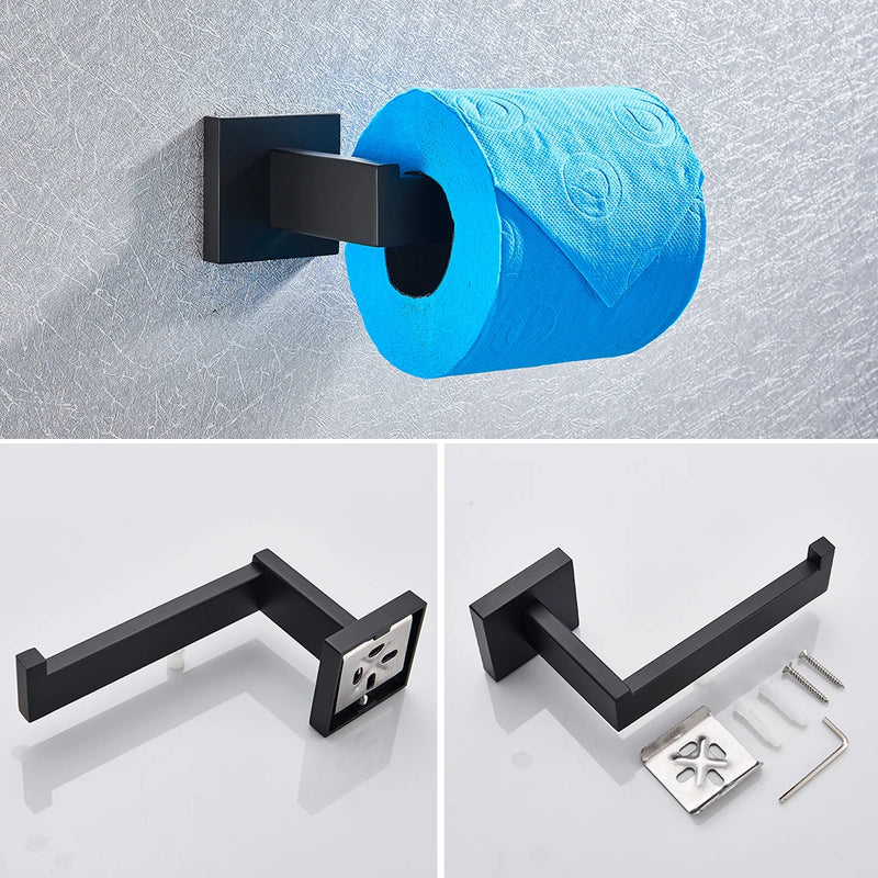 Conjunto de hardware do banheiro preto suporte