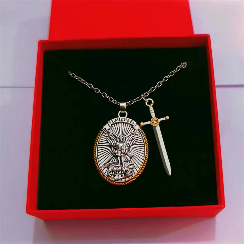 Pingente de santo padroeiro católico santo anjo o arcanjo pingente colar para homens mulheres bênção acessório religioso