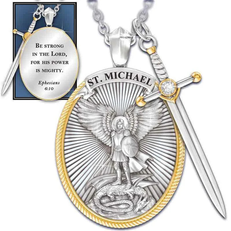 Pingente de santo padroeiro católico santo anjo o arcanjo pingente colar para homens mulheres bênção acessório religioso