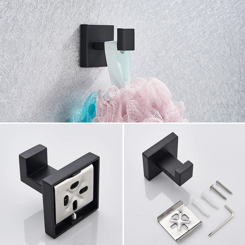 Conjunto de hardware do banheiro preto suporte