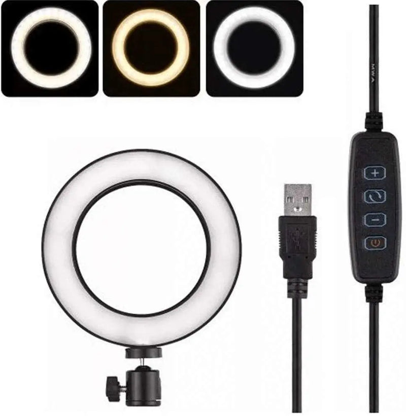 Ring Light Led 6 Polegadas Com Suporte De Telefone